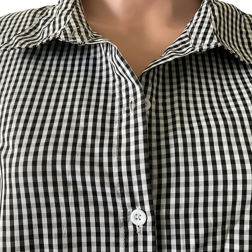 Step In Style Black & White Gingham High-Low Shirt Dress - Picture 2 of 6